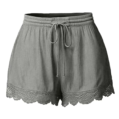 AOREUGL Women's Flowy Shorts Comfy Elastic Waist Summer Short Pants Wide Leg Casual Baggy Oversized Trouser Short 2025 Trendy Gray L