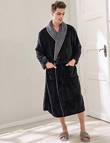 Richie House Men's Warm and Soft Fleece Robe Bathrobe Size S to XL RHM27594