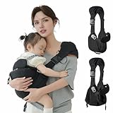 Baby Sling Carrier, Baby Carrier Newborn to Toddler Wrpas Carrier Essentials Safety, Portable and Lightweight, Ergonomic-Designed, Non-Slip Hip Seat Carrying 8-55lbs(Black)