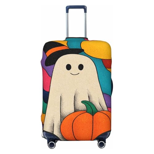 Cute Ghost And Pumpkin Elastic Travel Luggage Covers Dustproof Scratch-Resistant Suitcase Protector Fit 22-24 Inch