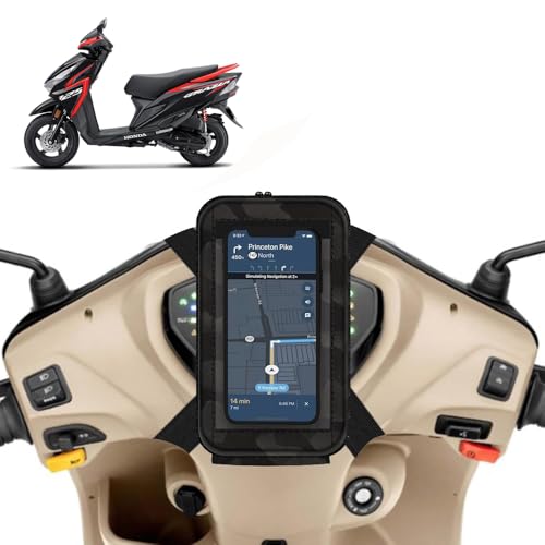 Image of Universal Mobile Holder /Stand /Mount Pouch for Scooters Scooty for Grazia (Black