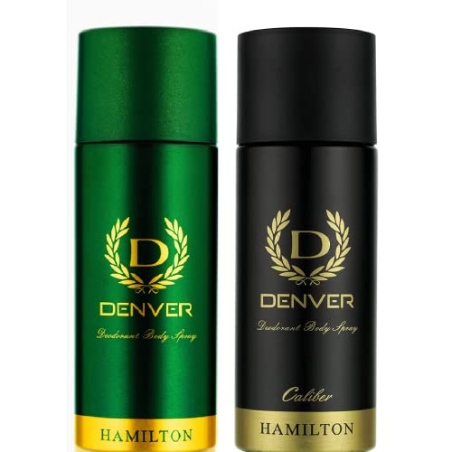 DENVER Hamilton Deodorant(165ML)+ Caliber Deodorant (165ML) - Combo Pack 2 For Men | Long Lasting Deo for Men