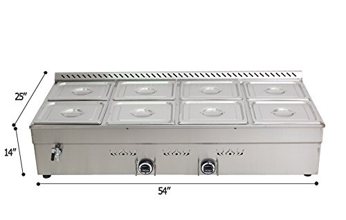 Intbuying!54\'\' 8-Pan LP Gas Bain-Marie Buffet Food Warmer Steam Table