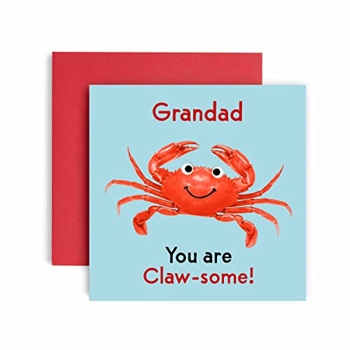 Huxters Birthday Cards for Men - Crab Claw Awesome Grandad Birthday Card for him - Funny Fathers Day Card for Grandad Fun Party Happy Birthday - 14.8cm (Grandad)