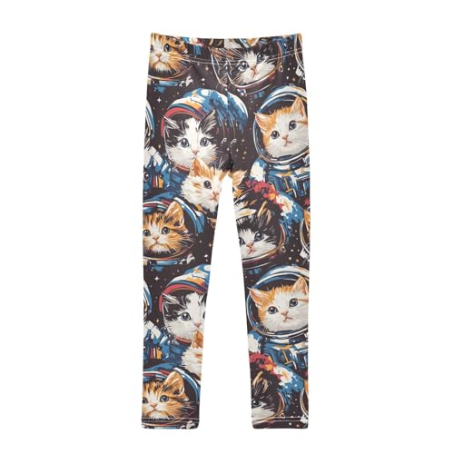 Cats Astronaut Girls' Leggings Toddler Doodles Kids Yoga Pants Dance Active Tights 4T