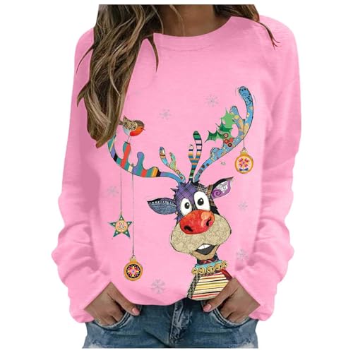 Didadihu Weihnachtspullover Damen Teenager Mädchen Christmas Sweater Weihnachtsshirt Ugly Große Größen Weihnachtspulli Weihnachtskleidung Langarm...