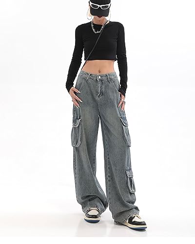 Baggy Jeans Y2K Emo Denim Pant with Side Pocket Hippie Cargo Gothic Alt Parachute Streetwear Grunge Tripp Clothing2