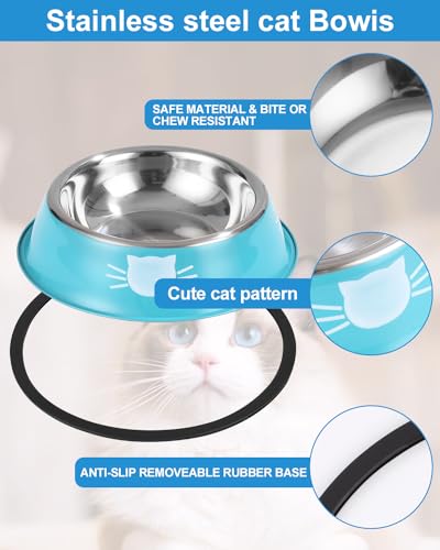 Ffutternapf Katze, 3 Stück Rutschfeste Edelstahl-Näpfe, Fressnapf Wasserschale für Katzen und Kleine Hunde, Mehrweg-Fütterungsschüssel