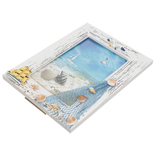 Vosarea Ocean Decor Wood Beach Picture Frame Sculptural Wood Photo Holder Intricate Meticulous Detailing Art Handcrafted Tabletop Accent Accessory Coastal Nautical Themed Home Decor Desktop Decor #TOP26