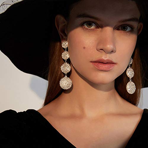 Fashion Women Silver Rhinestones Circle Earrings Long Chain Drop Dangle Earrings Jewelry4