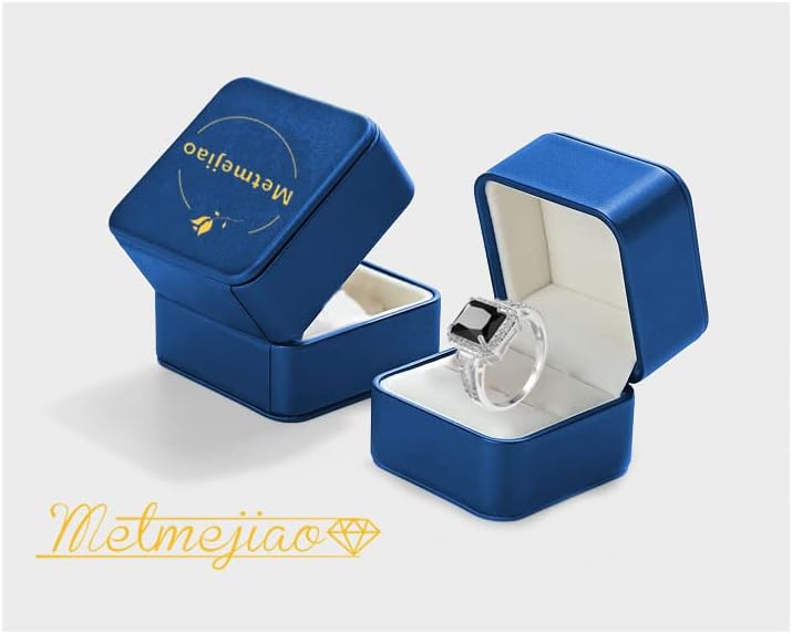 Metmejiao Black Cubic Zirconia CZ Simulated Diamond Rings Princess Cut Solitaire Bridal Engagement Wedding Rings in Sterling Silver for Women Rings for Her Wedding Bands for Women Size 8 - Image 6