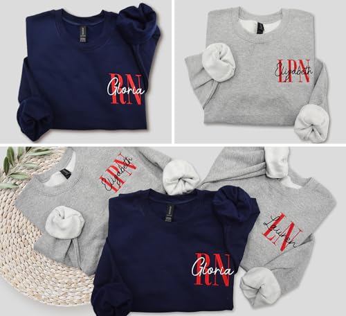 RN LN LPN Nurse Sweatshirt Licensed Nurse Registered Nurse Licensed Practical Nurse Hoodie Custom Add Your Name Long Sleeve.2