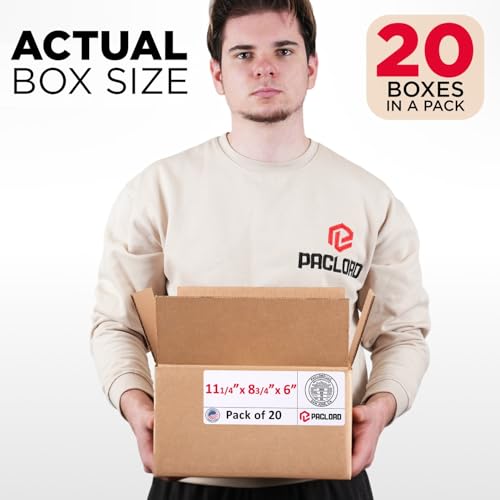 Image of Medium Cardboard Boxes 11 1 /4 inchL x 8 3 /4 inchW x 6 inchH (Pack of 20) - USA-Made Packing Boxes for Moving, Shipping, or Storage - USPS, UPS, FedEx Approved - Professional Packing Supplies for Moving