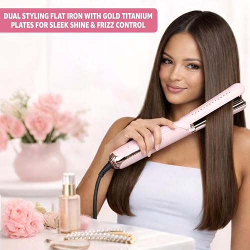 Plancha para cabello Karma Beauty Breeze 2 en 1 rosa miniatura 2