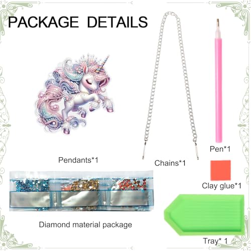 Image of Unicorn Diamond Painting Hanging Kit, DIY 5D Acrylic Diamond Art Pendant with Special Shaped Rhinestones, Colorful Unicorn Ornament for Wall, Door, or Garden Decoration, Handmade Gift for Adults