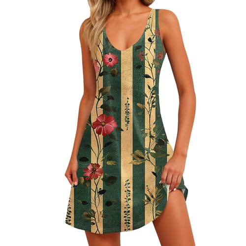 Womens Summer Dresses Beach V Neck Swimsuit Coverup Vacation Casual Dress with Pocket 2025 Printed Sundress