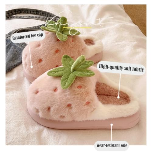 Cute Strawberry Slippers Kawaii Plush Chunky Sole House Shoes for Women Warm Cozy Closed-Toe for Indoor Outdoor2