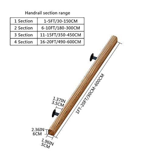 Rambarde murale en bois pour escalier intérieur et barre de soutien - 3