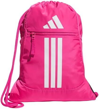 adidas Alliance Sackpack – Drawstring Backpack for Sports, Small Gym Bag, Team Shock Pink 2/White/3, OSFA