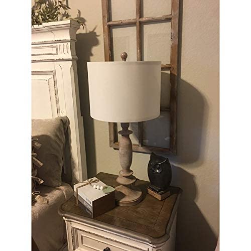 Arpenter 29" H Table Lamp Set Of 2 For Living Room Or Bedroom, 9.5W Led Bulbs Included, Large Tall Farmhouse Wood Finish Table Lamps With White Linen Shade #TOP7