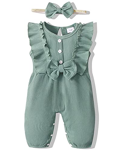 Image of Mioglrie Newborn Baby Girl Clothes One Piece Jumpsuits Clothes Short Sleeve Rompers Summer Clothes for Baby