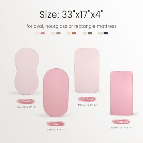 Image of lulumoon Baby Muslin Bassinet Sheets: Cotton Bassinet Sheets Neutral for Boys and Girls - Fitted for Oval Rectangle or Hourglass