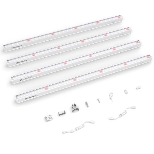 Maygrove T5 Grow Lights for Indoor Plants 2FT Red-Enhanced Full Spectrum 5000K Grow Light 60W(4 x 15W) Grow Light Strips for Seed Starting Greenhouse High PPFD Linkable White 4-Pack