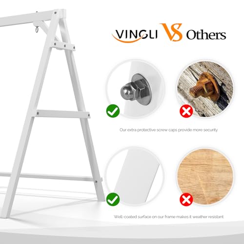 Image of VINGLI 6.2FT Wooden Porch Swing Frame for 4FT Swing, White
