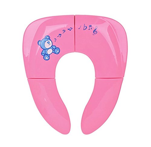Emwel Riduttore WC per Bambini Vasino da Viaggio Pieghevole per Bambini Antiscivolo Comodo Riduttore WC Bimbi Portatile Pratico Riduttore Water Rosa