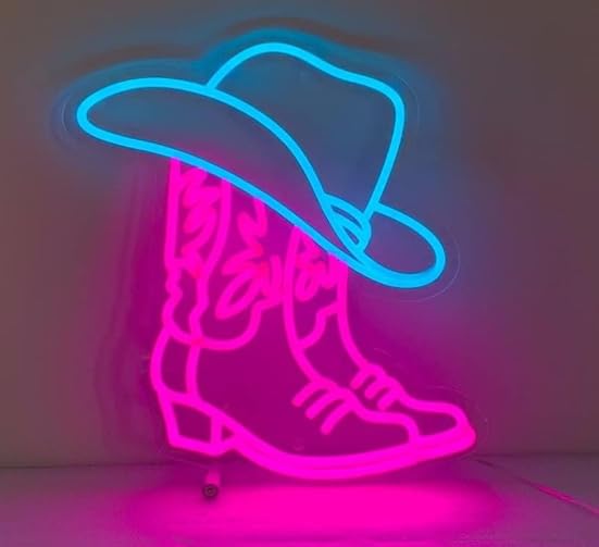 SG PRINT Cowboy Boots Neon Sign Cowboy Hat Led Sign Boots and Hat Western Home Decor Western Cowboy Wall Decor 16X15.6inch-image-21