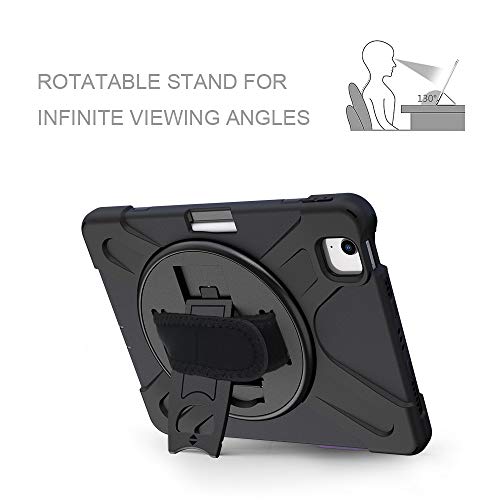 Zenrich Ipad Air 5Th Generation Case 2022, Zenrich Ipad Air 4Th Generation 10.9 Inch Case With Pencil Holder Stand Hand Strap Shoulder Belt Shockproof Case For Ipad 10.9/ Ipad Pro 11 2020/2018,Black #TOP2