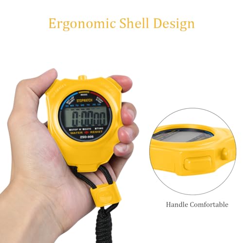 Vicloon Sport Stopwatch Timer, Professional Digital Sport Timer with Stainless Steel Whistle, Large LCD Display Suitable for Football, Basketball, Running, Swimming, Fitness and More (Yellow) - Image 5