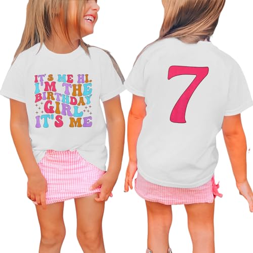 Its Me Hi Im The Birthday Girl Its Me Birthday Girl Shirt Kid B-Day T-Shirt Party Tee Outfit Short Sleeve Tops 6-12Y
