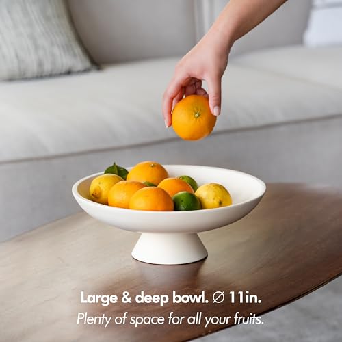 KIVY Concrete Fruit Bowl for Kitchen Counter - Large Decorative Bowl for Home Decor - Modern Key Bowl for Entryway Table - Pedestal Bowl - Decorative Bowls for Home Decor - Black Fruit Bowl Decor - Image 3