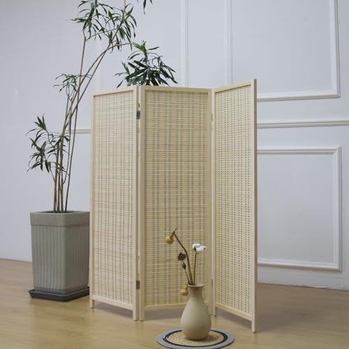 Furnnylane 3-teiliger kurzer Bambus-Raumteiler, freistehender Paravent als Sichtschutz, Kleiner Raumtrenner zur Raumtrennung, 120 cm hoch… – Ansicht 1