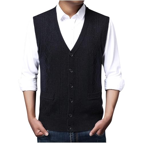 Mens Cardigans Sweater Vests V Neck Sleeveless Pullover Vest Solid Plain Loose Fit All Match Sweaters Waistcoat2