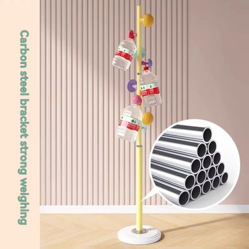 Image of HomeCloud Heavy-Duty Steel Coat Hanging Stand for Home & Boutiques-Freestanding Clothes Hanger Rack for Coats, Jackets, Hats, Bags & Daily Garments (Yellow)