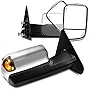 OCPTY Towing Mirrors Power Heated Left Driver Right Passenger Side Tow Mirrors Fit for 2002-2008 for Dodge for Ram 1500 2003-2008 for Dodge for Ram 2500 3500 with LED Turn Signal Light with Chrome