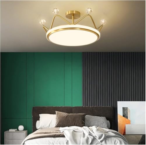 Plafonnier entièrement en cuivre et cristal chic pour une chambre raffinée de 53cm