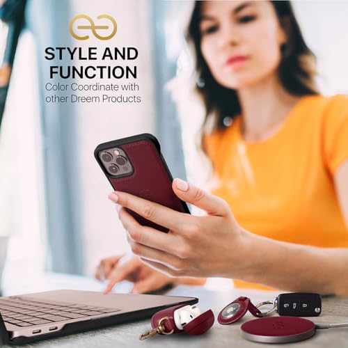 Image of dreem Fibonacci Compatible with iPhone 14 Pro Max Wallet case / 2-in-1 Shockproof case and Detachable Vegan Leather Folio, MagSafe Compatible, RFID Protection [Burgundy]