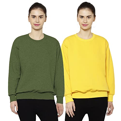 Image of Mack Jonney Fleece Round Neck Sweatshirt for Women (Pack of 2)-SW RN OLV RST 002-P