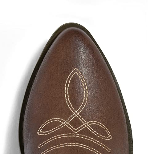 mysoft Women's Western Cowboy Boots Embroidered Mid-Calf Pointed Toe Cowgirl Boot3