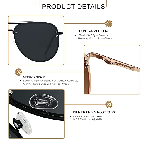 ANDWOOD Oversized Aviator Sunglasses for Women Men Big Large Rimless Metal Frame with Spring Hinges3