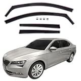 J&J AUTOMOTIVE GP Windabweiser passend für Skoda Superb 5-Türer 2015-2023 4tlg, Vorne und Hinten Regenabweiser Passform Getönt Schwarz