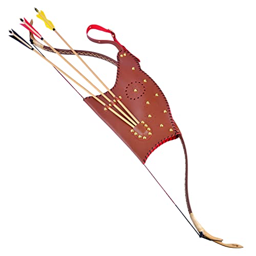 Sharrow Archery Recurve Bow Case Bag Leather Arrow Quiver With Shoulder Straps For Hunting Target Practice (Brown) #TOP1