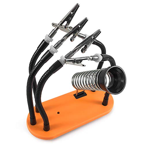QWORK Workbench Helping Hands Soldering Third Hand Vise, 5 Magnetic Flexible Metal Arms