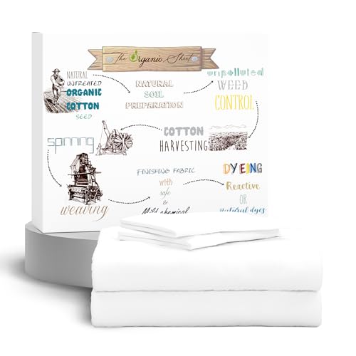 SUPREME ELEGANCE Queen Size Sheet Set, Organic 100% Cotton