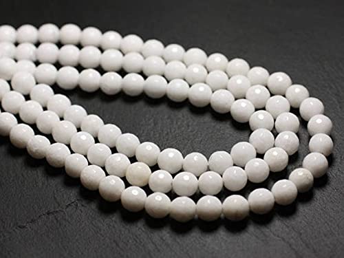Beads Jade 6mm blanc facetté de qualité supérieure pour joaillerie fine, LKBEADS 20pc