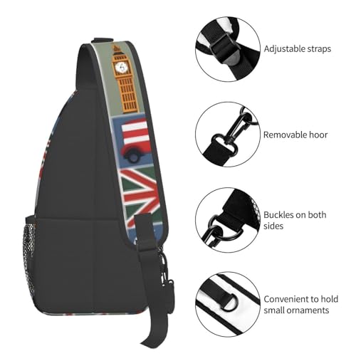 Mochila cruzada con símbolos de Inglaterra negra miniatura 5