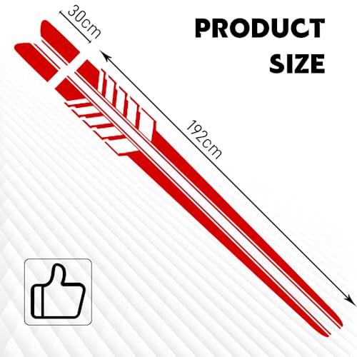 Image of 2PCS Car Side Skirt Decals, Auto Body Large Stickers, Waterproof PVC Racing Long Stripes Personalized Stickers, Car Stripe Stickers Decor Racing Accessories for Cars Trucks SUVs (Red)